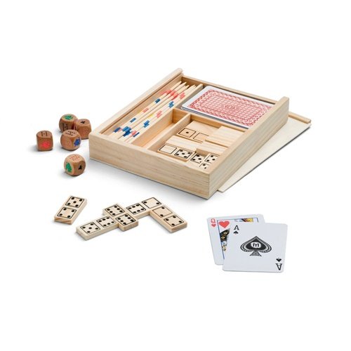 PLAYTIME: Conjunto de Jogos 4 em 1 em Caixa de Madeira