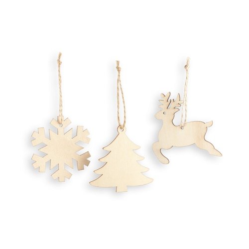 Conjunto de 3 Pendentes de Natal em Contraplacado