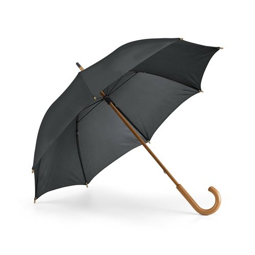 Guarda-chuva em poliéster 190T com cabo em madeira