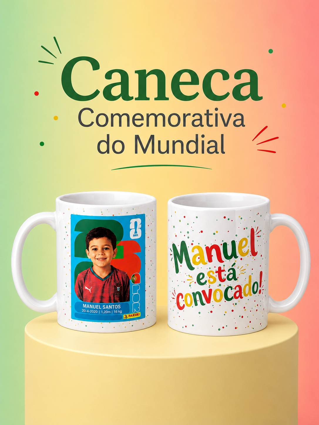 Caneca Personalizada "Está Convocado!" - Foto Estilo Cromo do Mundial