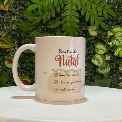 Caneca Receita de Natal Personalizável c/ Nome da Família | Presente Original