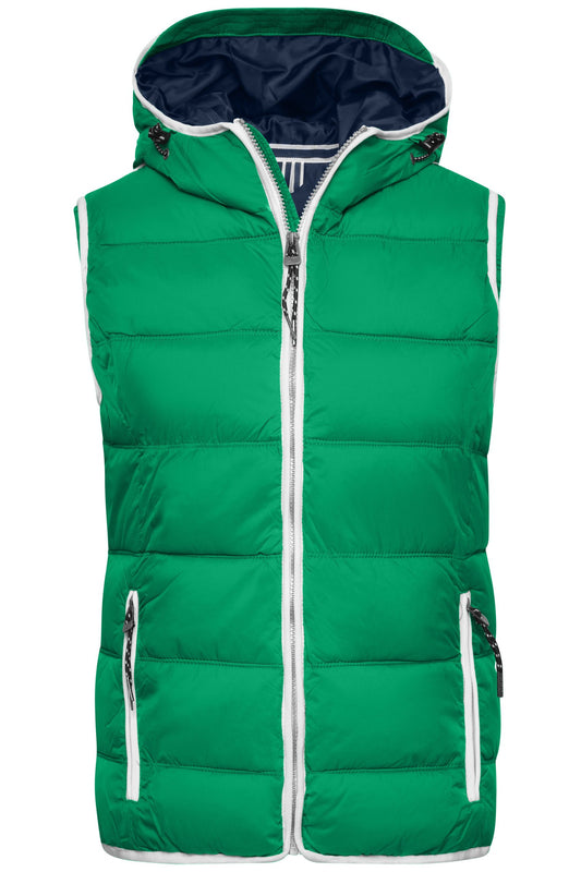 Colete Acolchoado Feminino com Capuz Estilo Náutico