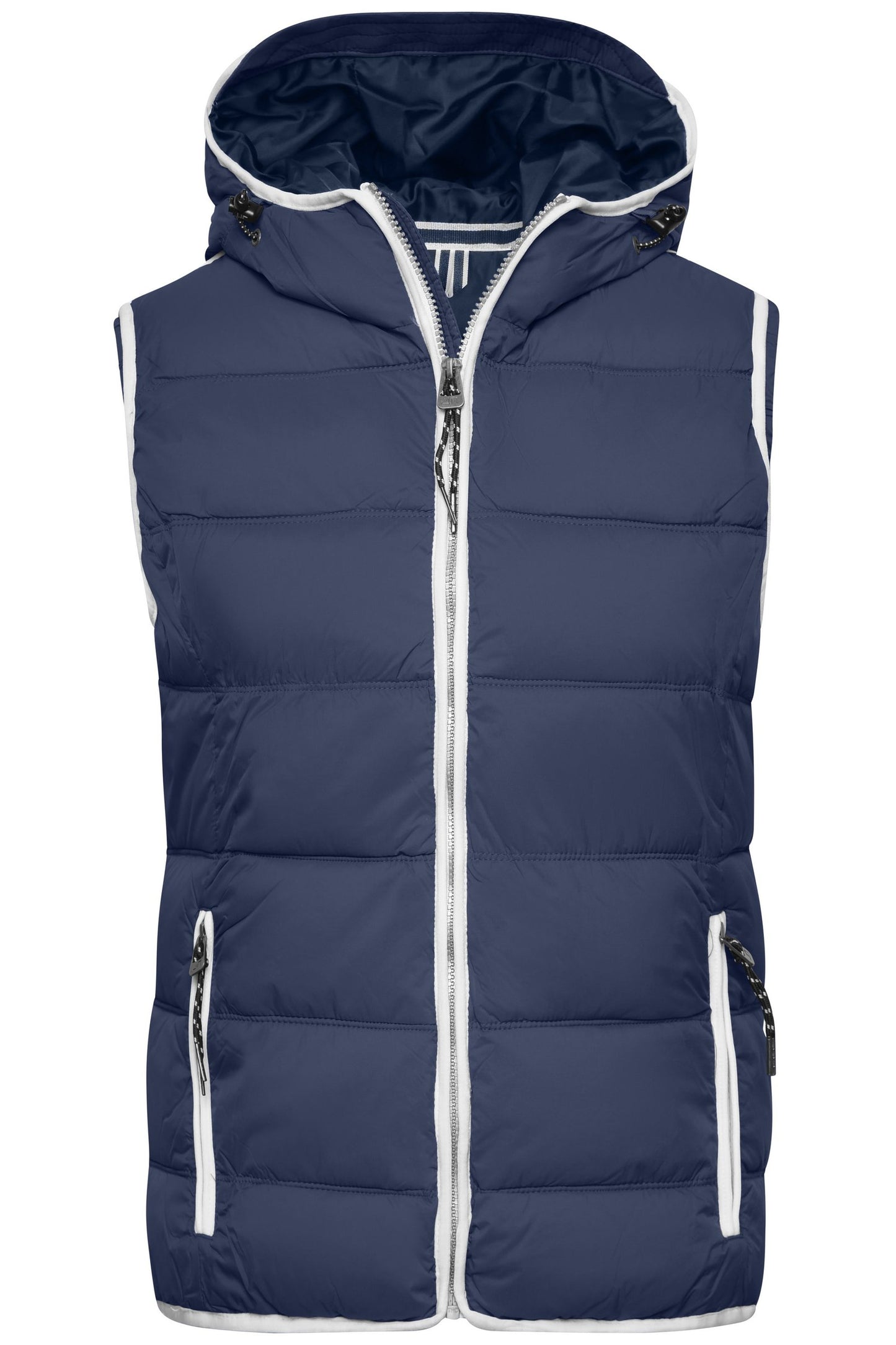 Colete Acolchoado Feminino com Capuz Estilo Náutico
