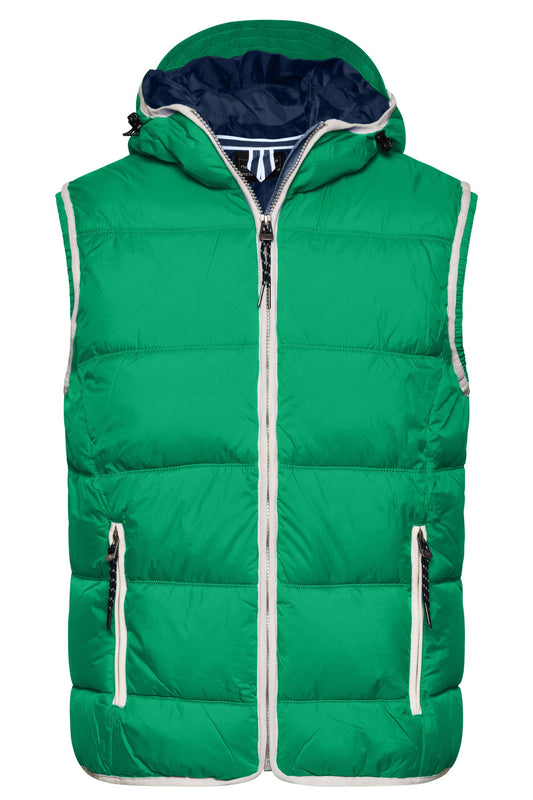 Colete Masculino Acolchoado com Capuz Estilo Náutico