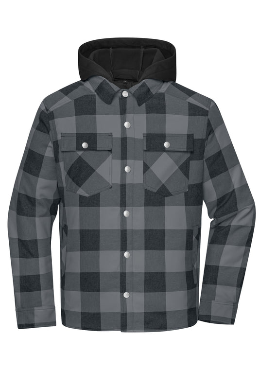 Casaco Camisa Xadrez Acolchoado com Capuz