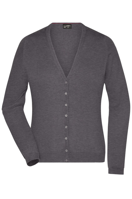 Cardigan Senhora Gola V em Algodão Clássico
