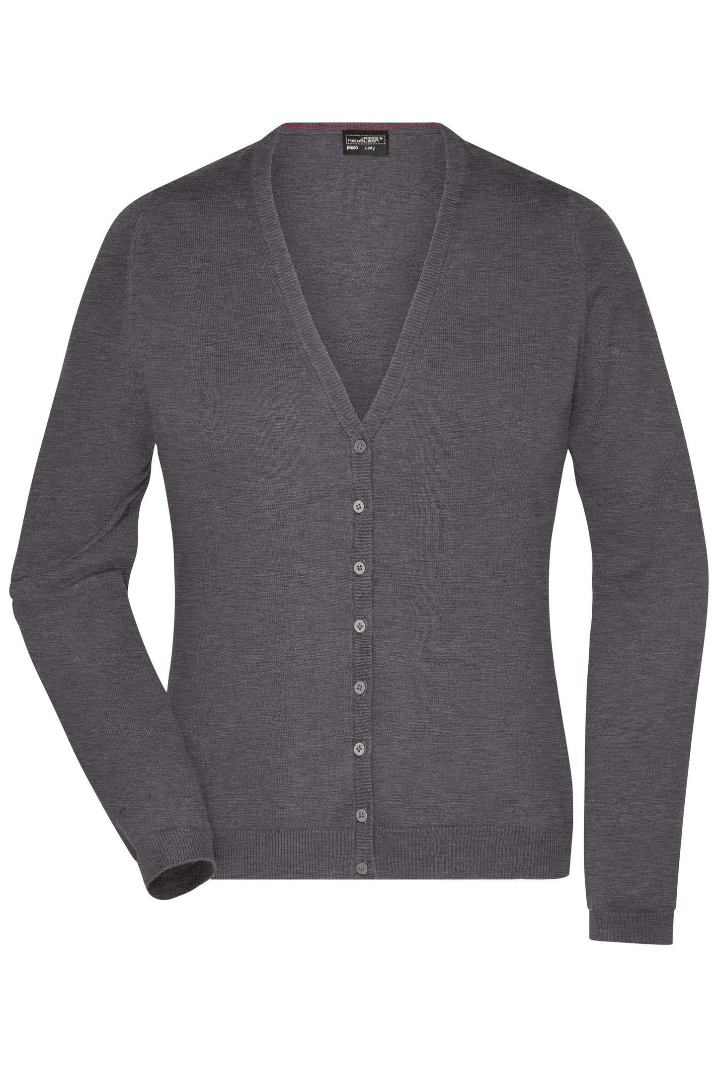 Cardigan Senhora Gola V em Algodão Clássico