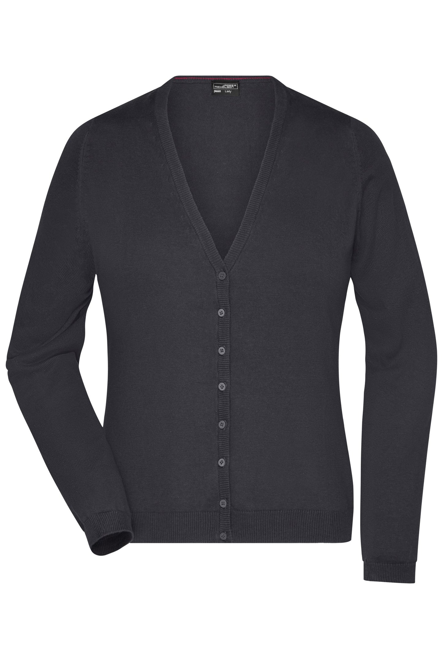 Cardigan Senhora Gola V em Algodão Clássico