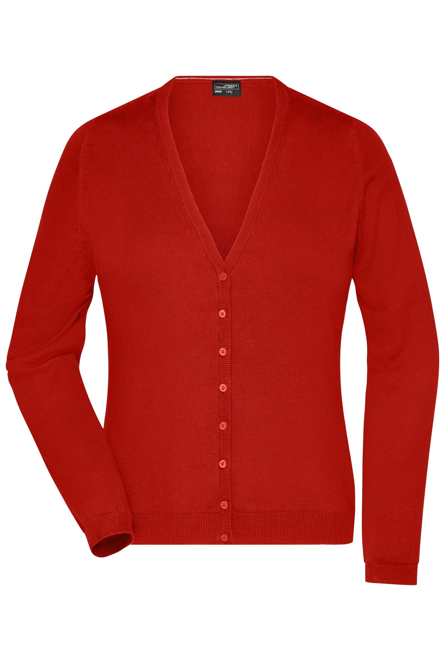 Cardigan Senhora Gola V em Algodão Clássico
