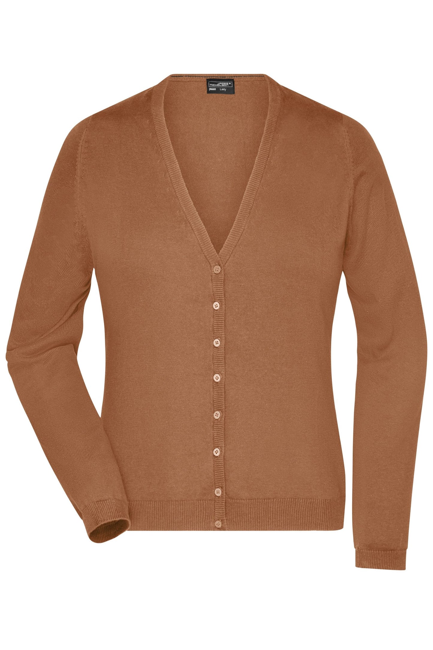 Cardigan Senhora Gola V em Algodão Clássico