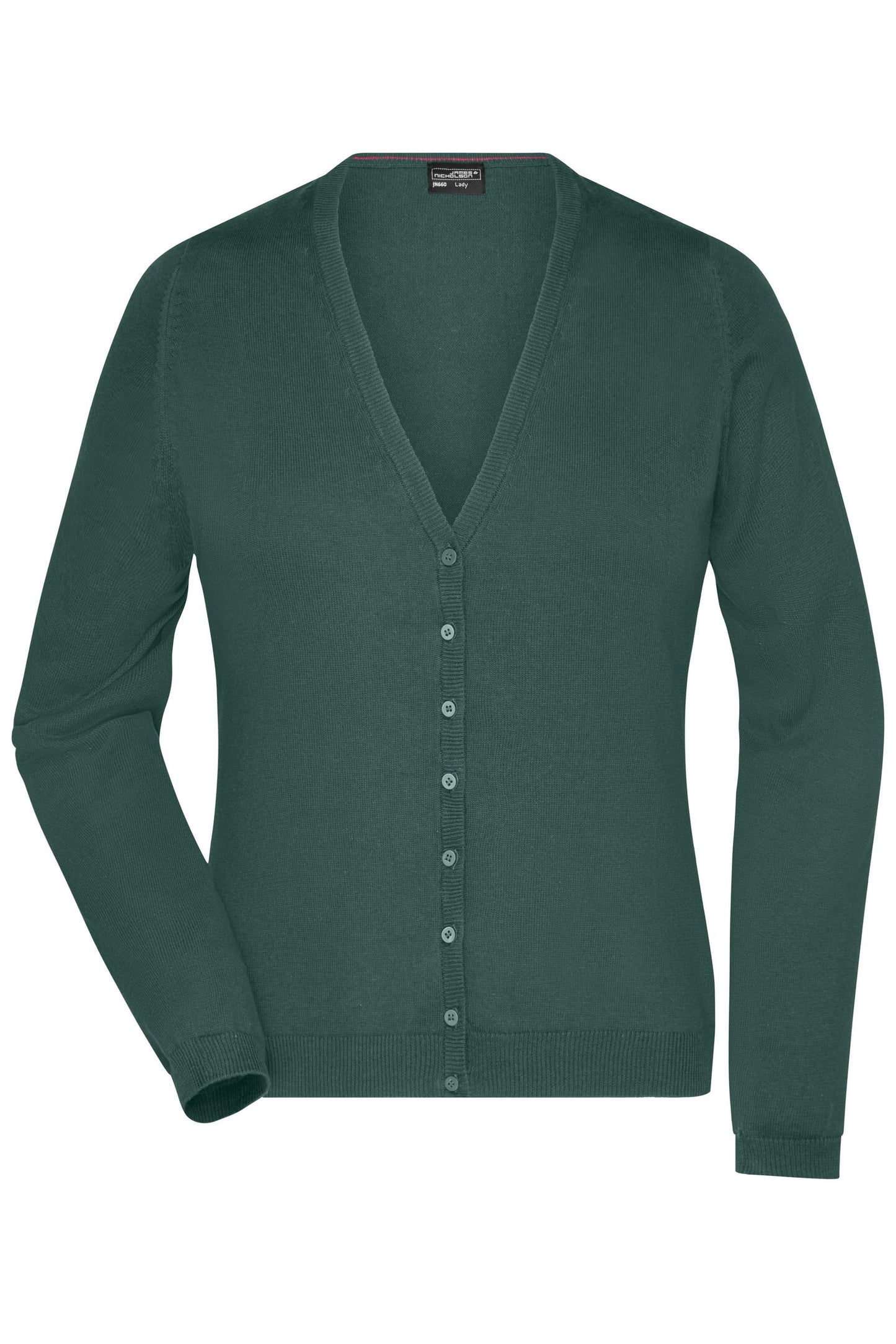 Cardigan Senhora Gola V em Algodão Clássico
