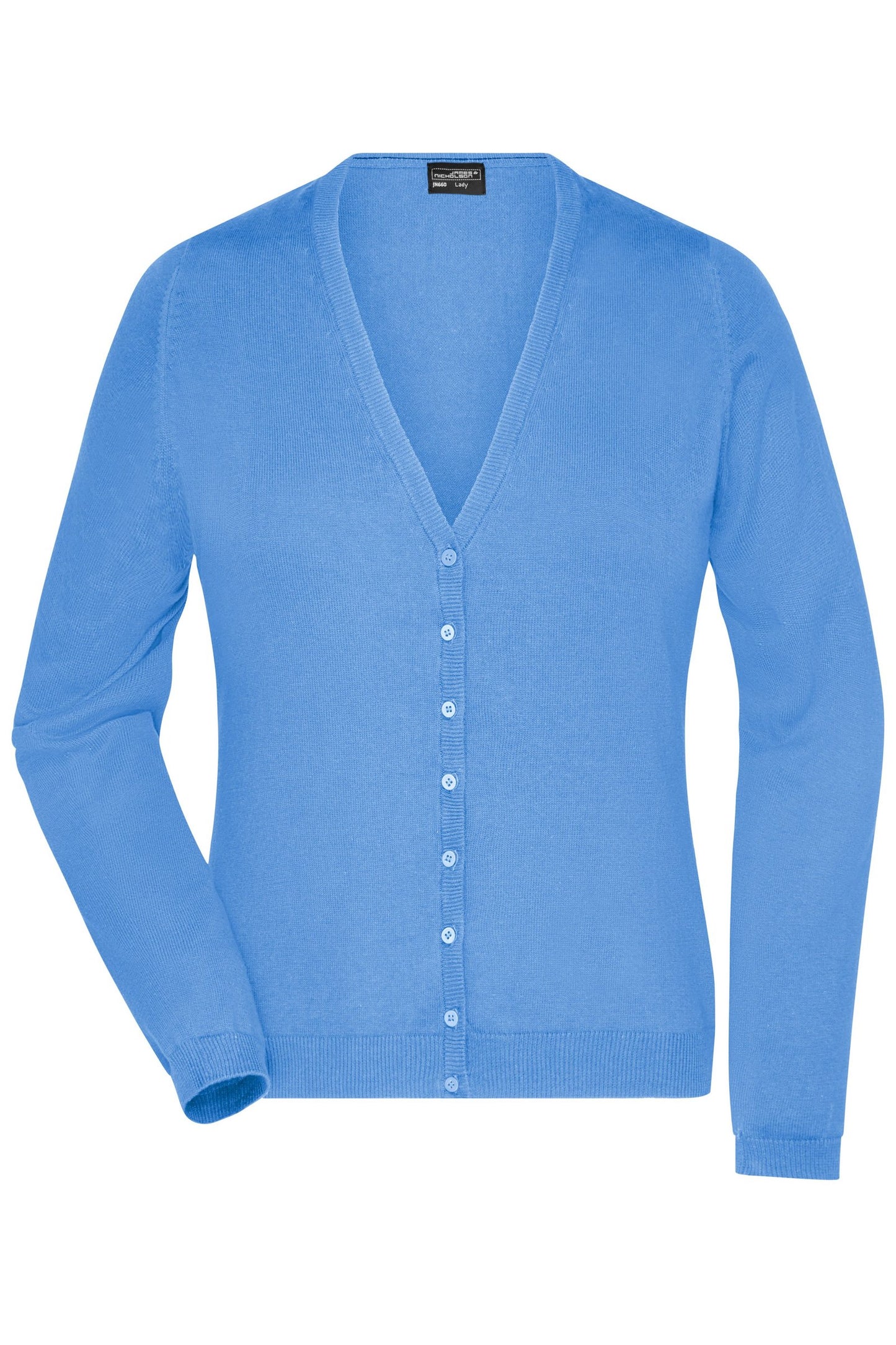 Cardigan Senhora Gola V em Algodão Clássico
