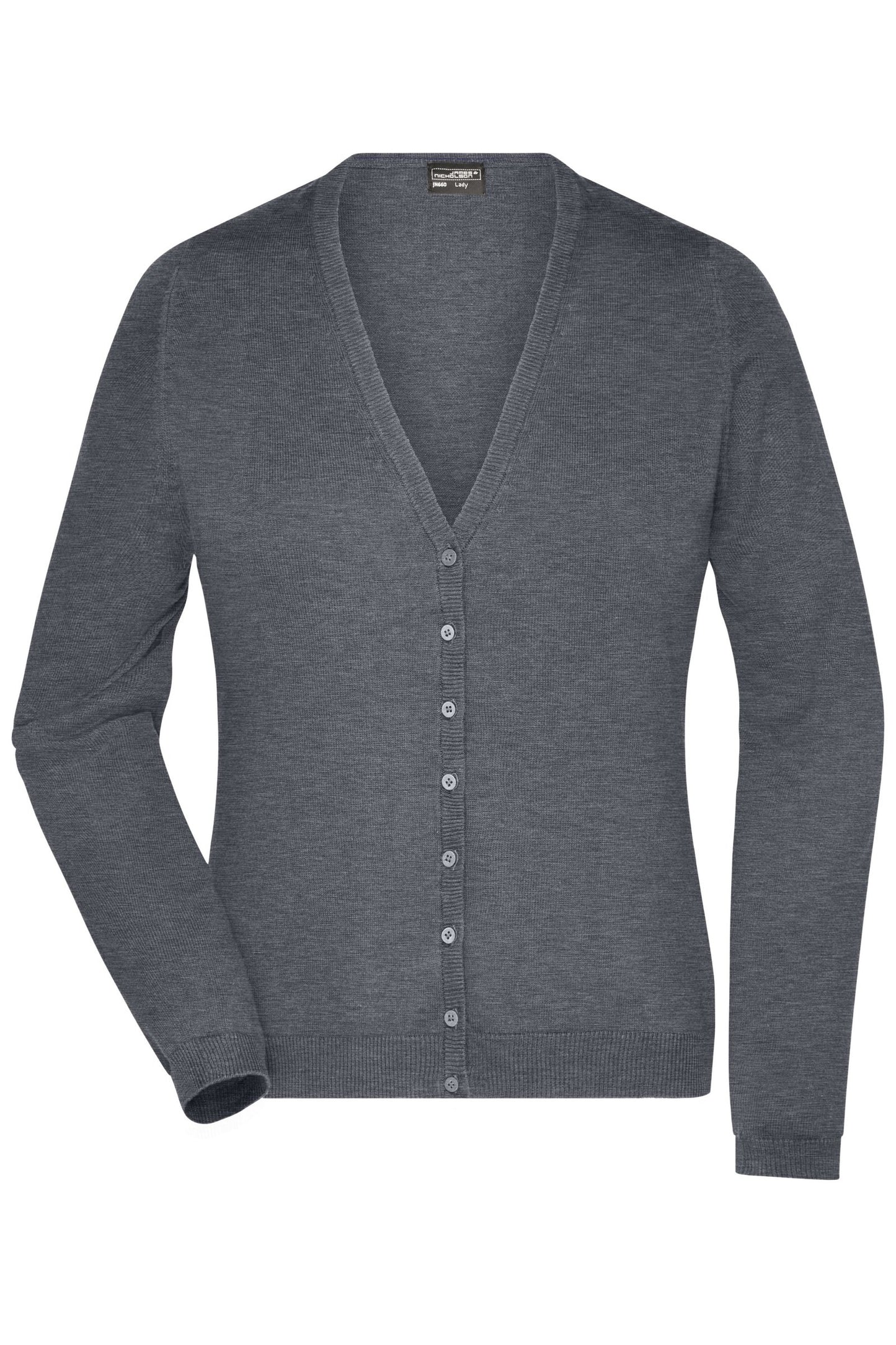 Cardigan Senhora Gola V em Algodão Clássico