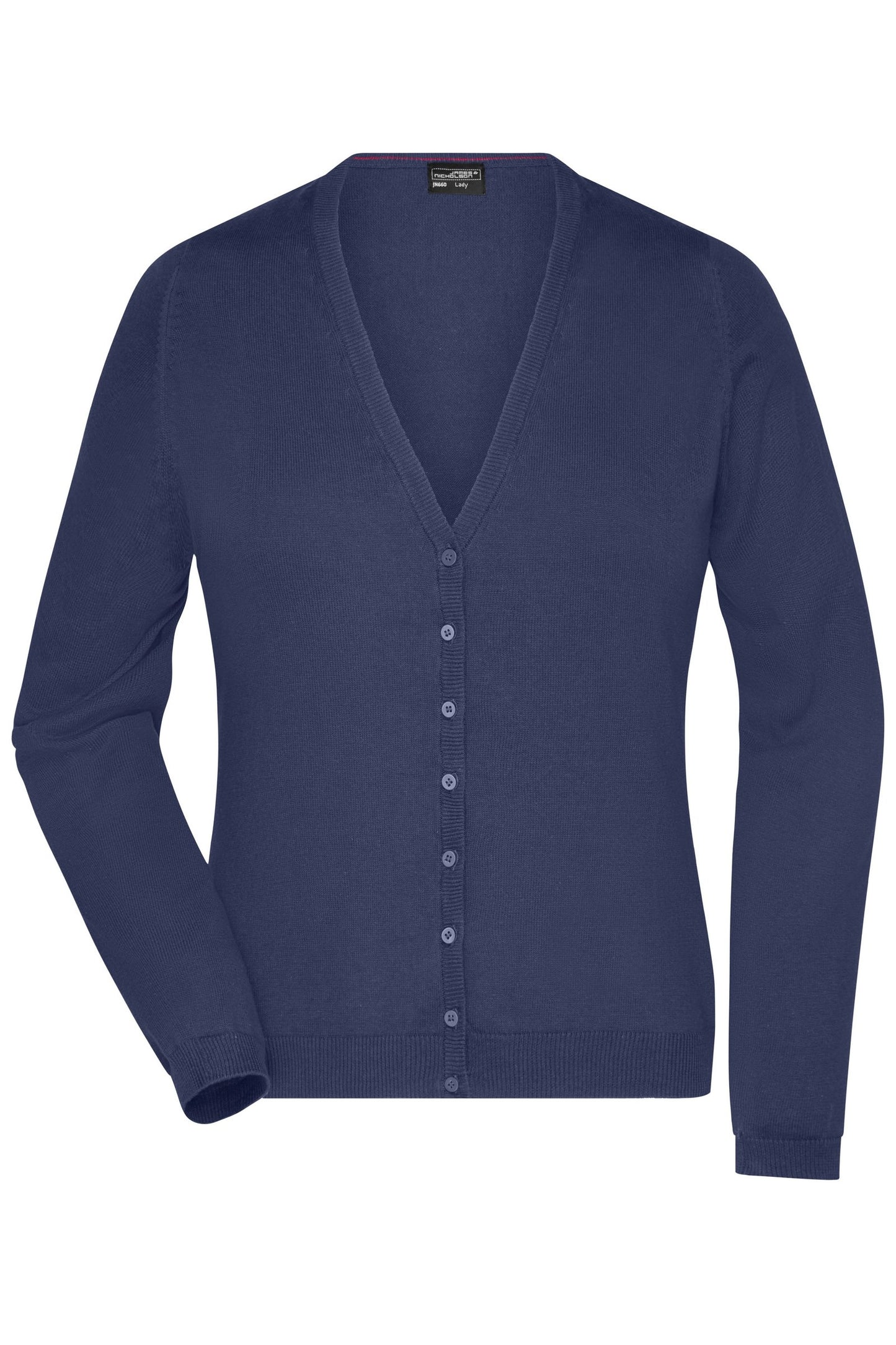 Cardigan Senhora Gola V em Algodão Clássico