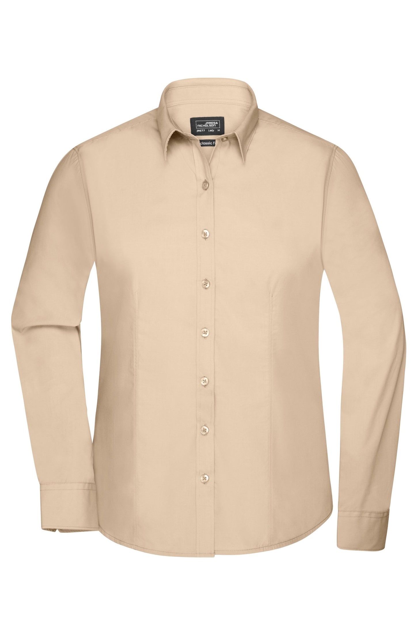 Camisa Senhora Manga Comprida em Popelina
