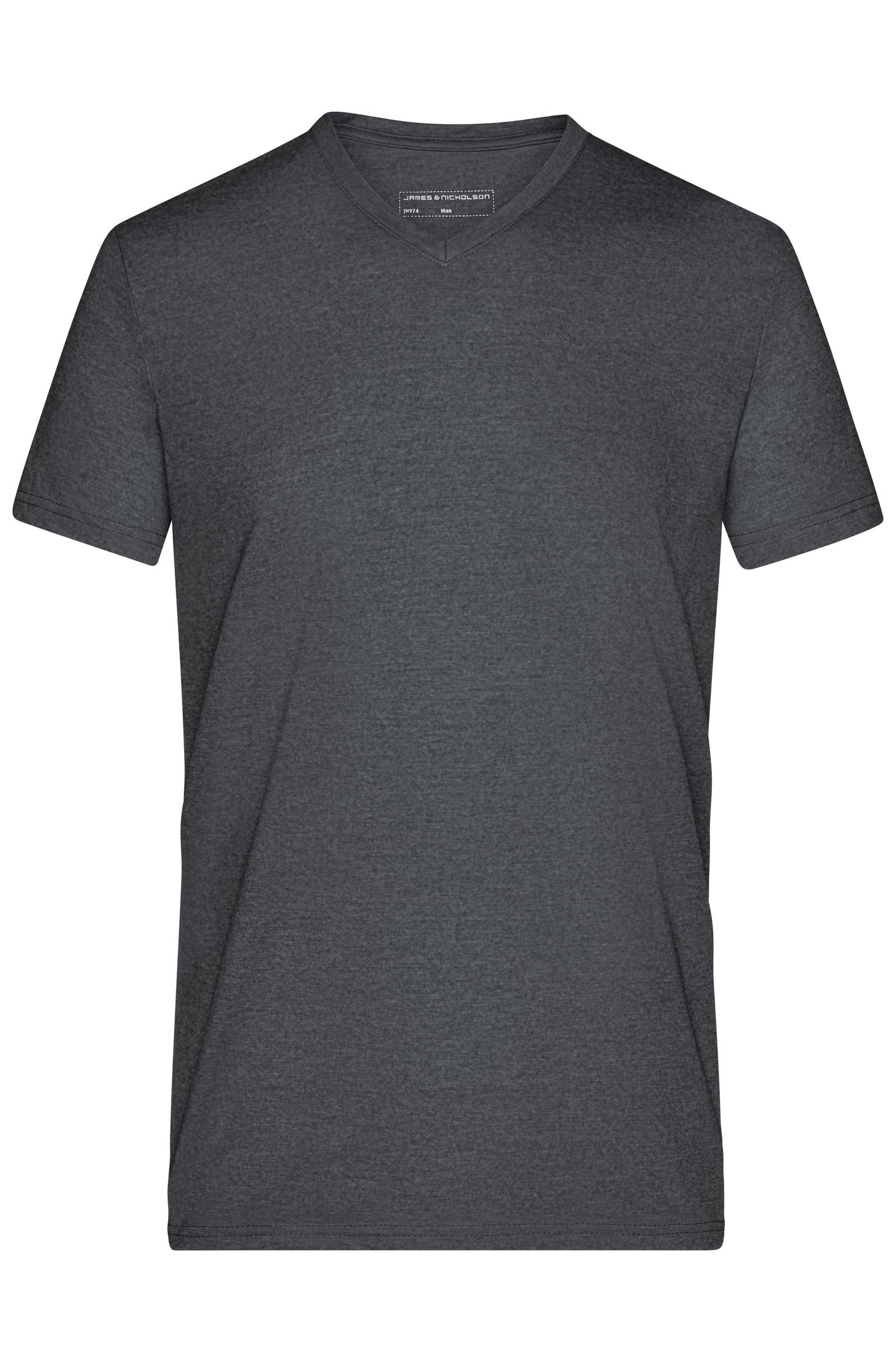 T-shirt masculina cinzenta com decote em V