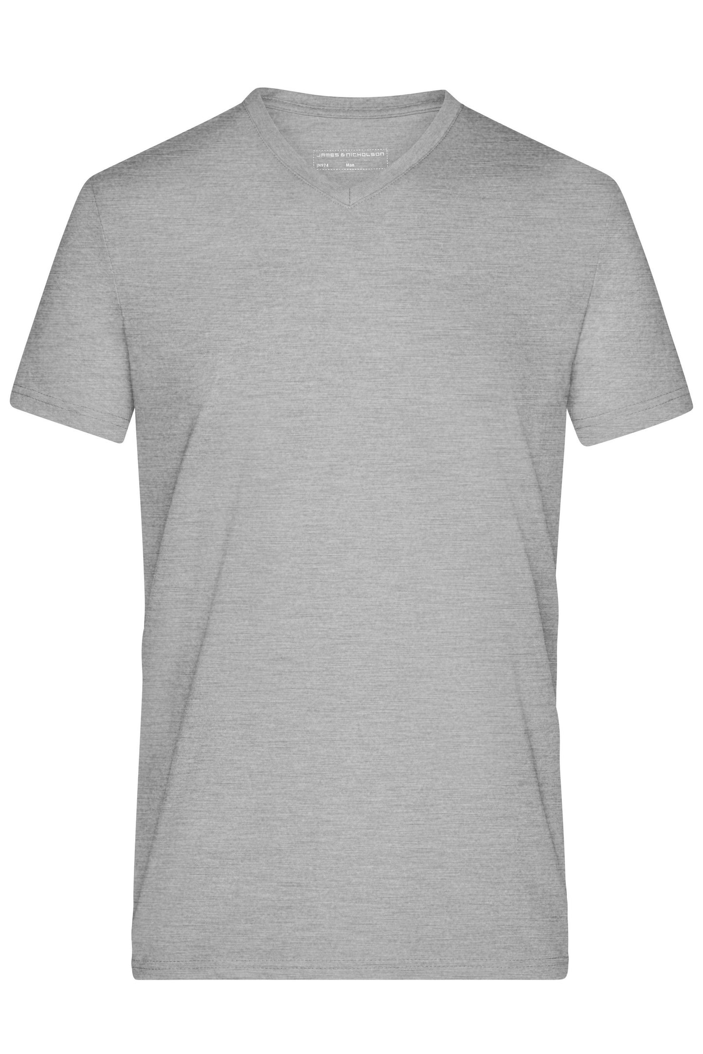 T-shirt masculina cinzenta com decote em V