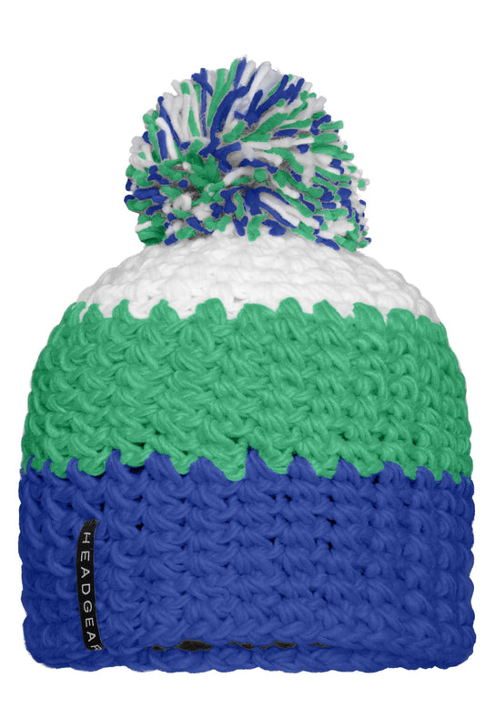 Gorro de Malha Tricolor com Pompom