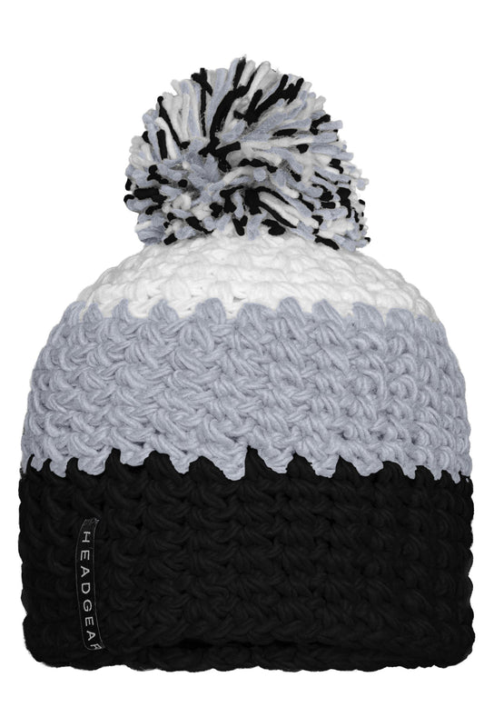 Gorro de Malha Tricolor com Pompom