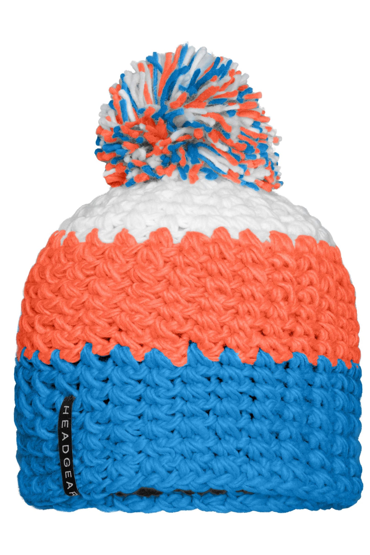 Gorro de Malha Tricolor com Pompom