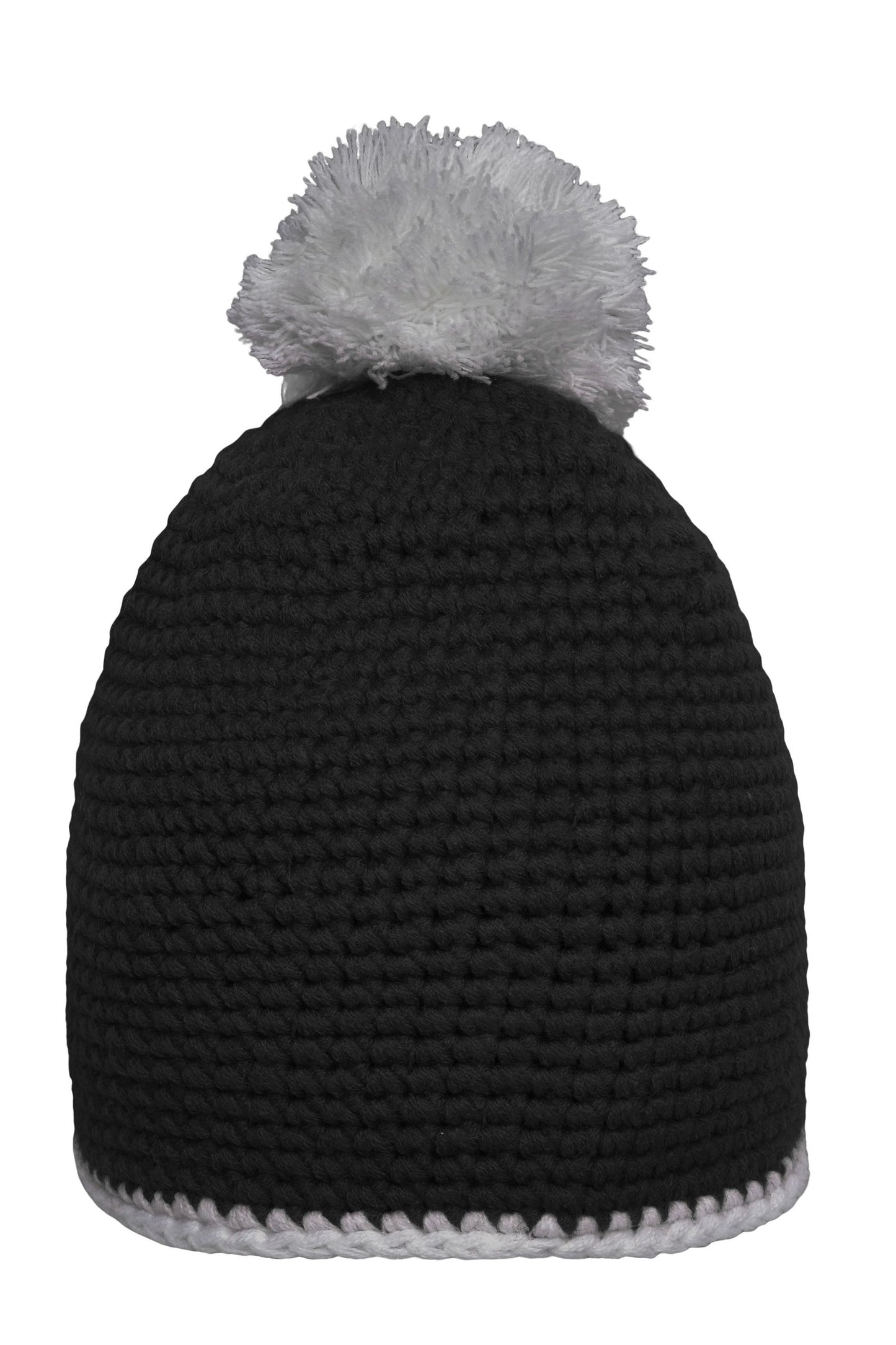 Gorro com Pompom e Borda Contrastante em Croché