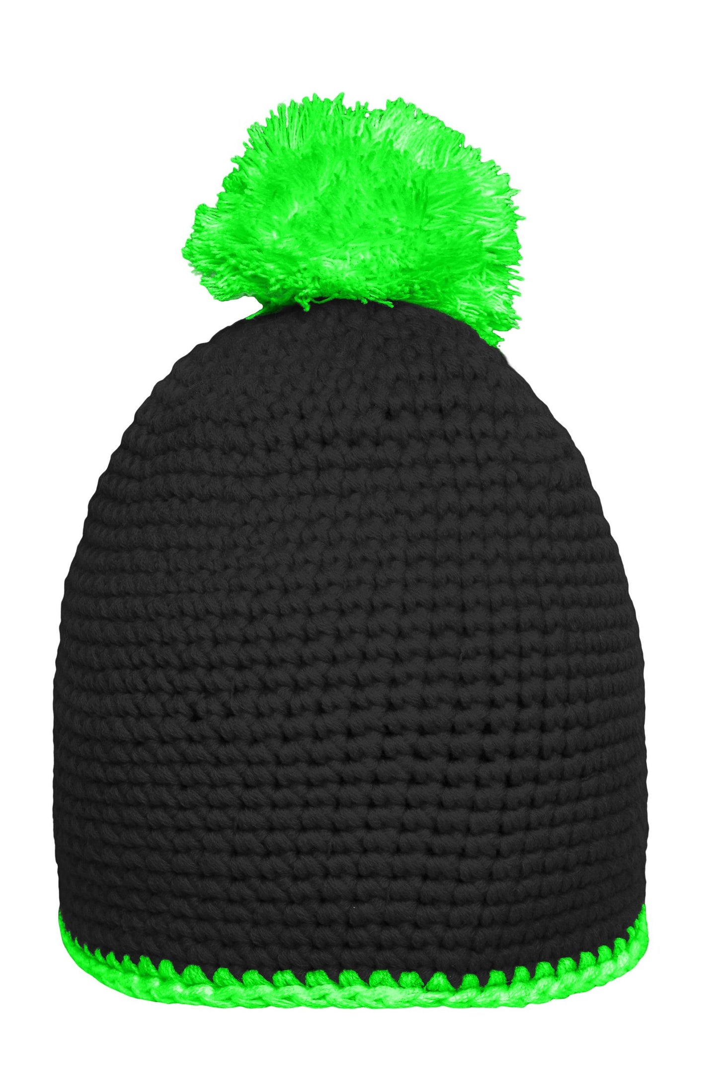 Gorro com Pompom e Borda Contrastante em Croché