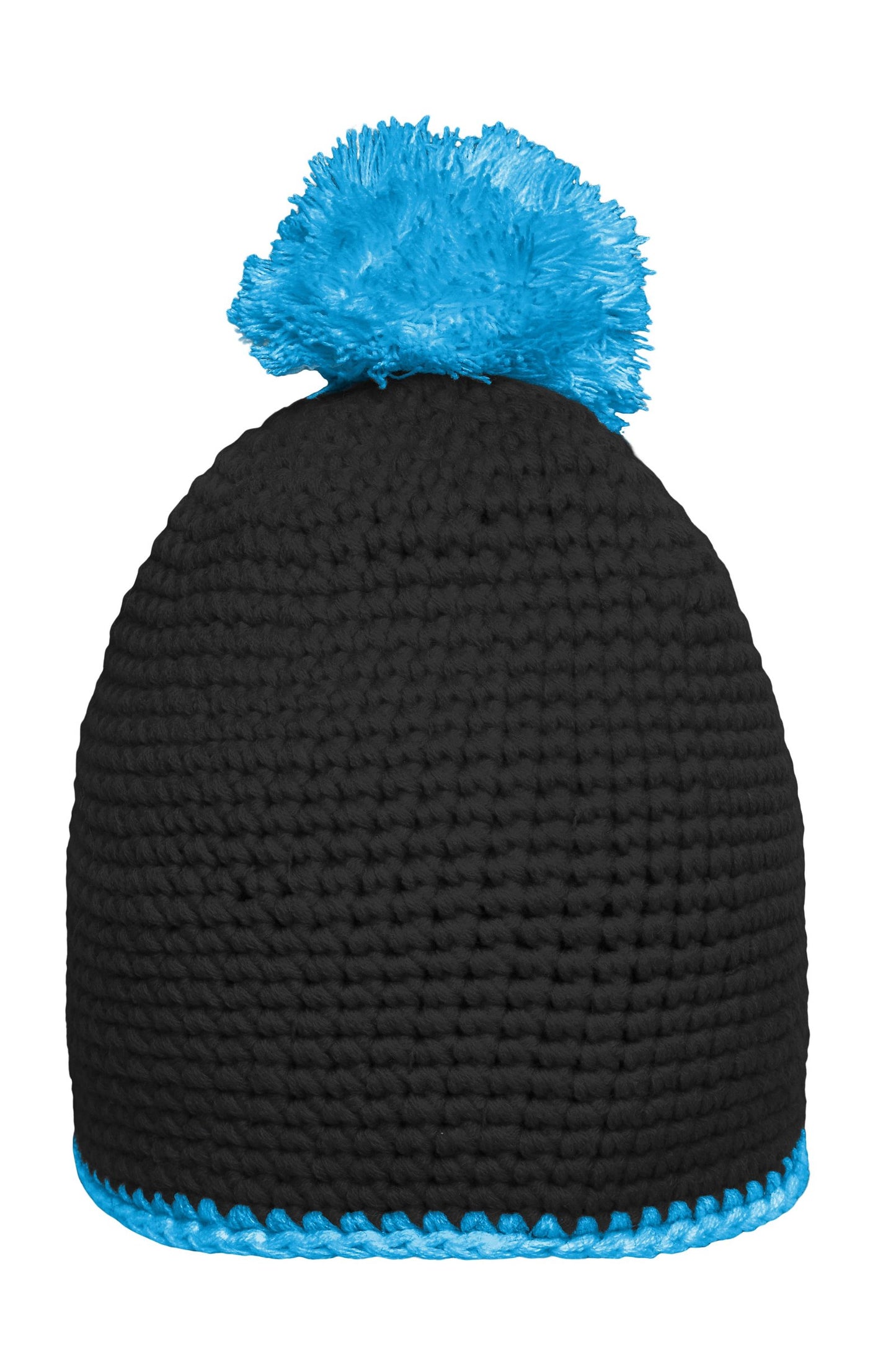 Gorro com Pompom e Borda Contrastante em Croché