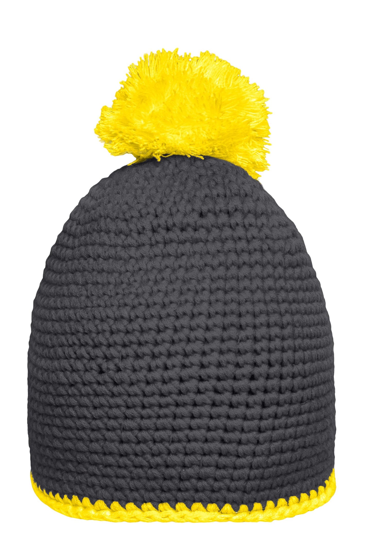 Gorro com Pompom e Borda Contrastante em Croché