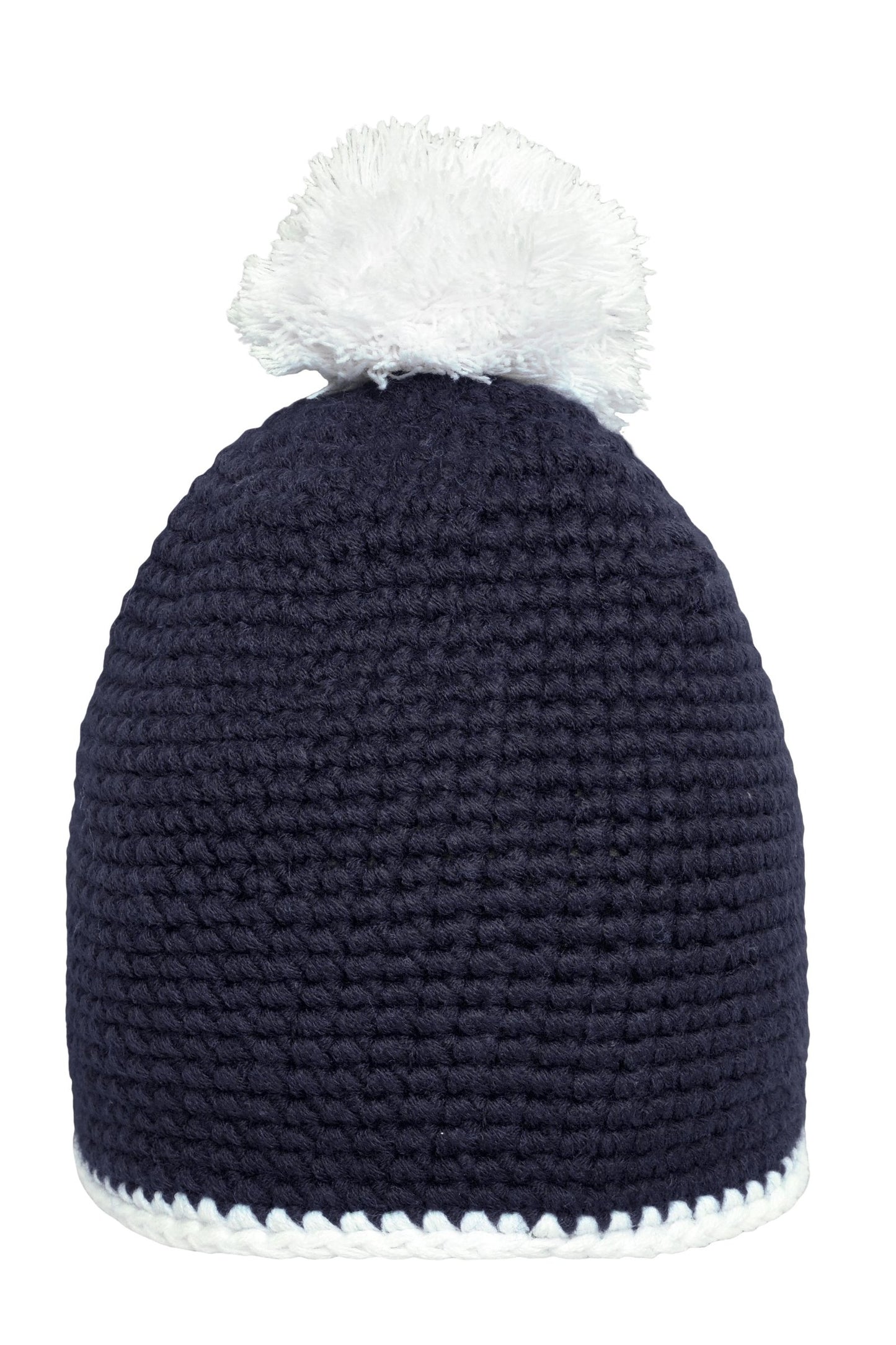 Gorro com Pompom e Borda Contrastante em Croché