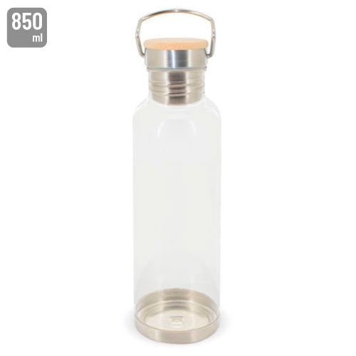 Garrafa Tritan com Bambu e Inox 850 ml