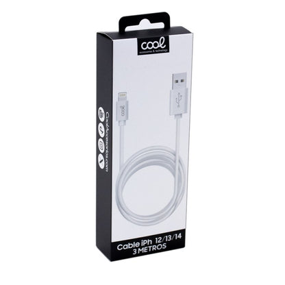 Cabo USB COOL Lightning compatível para iPhone / iPad (3 metros) Branco