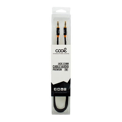 Cabo Jack 3,5 mm para Jack 3,5 mm COOL Áudio-Áudio Nylon Preto (1m)