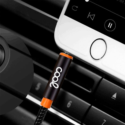 Cabo Jack 3,5 mm para Jack 3,5 mm COOL Áudio-Áudio Nylon Preto (1m)