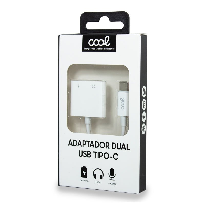 Adaptador Dual USB TYPE-C (Auscultadores + carregamento) Digital COOL