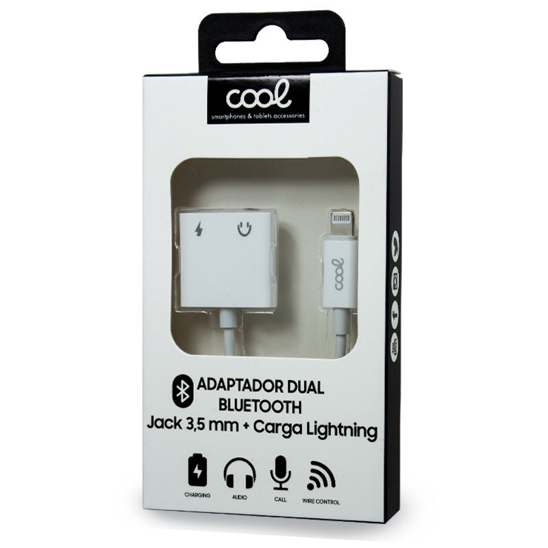 Adaptador de 3,5 mm com conector Bluetooth duplo + carga de relâmpago COOL