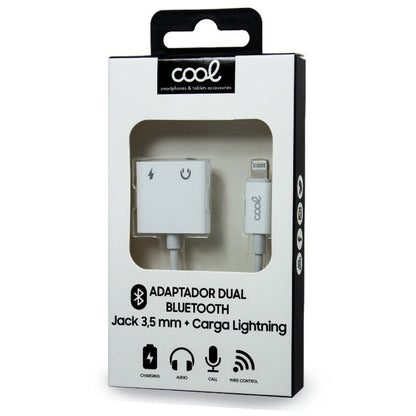 Adaptador de 3,5 mm com conector Bluetooth duplo + carga de relâmpago COOL