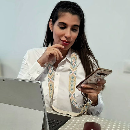Alça de Suspensão COOL Universal com Cartão para Smartphone Beige