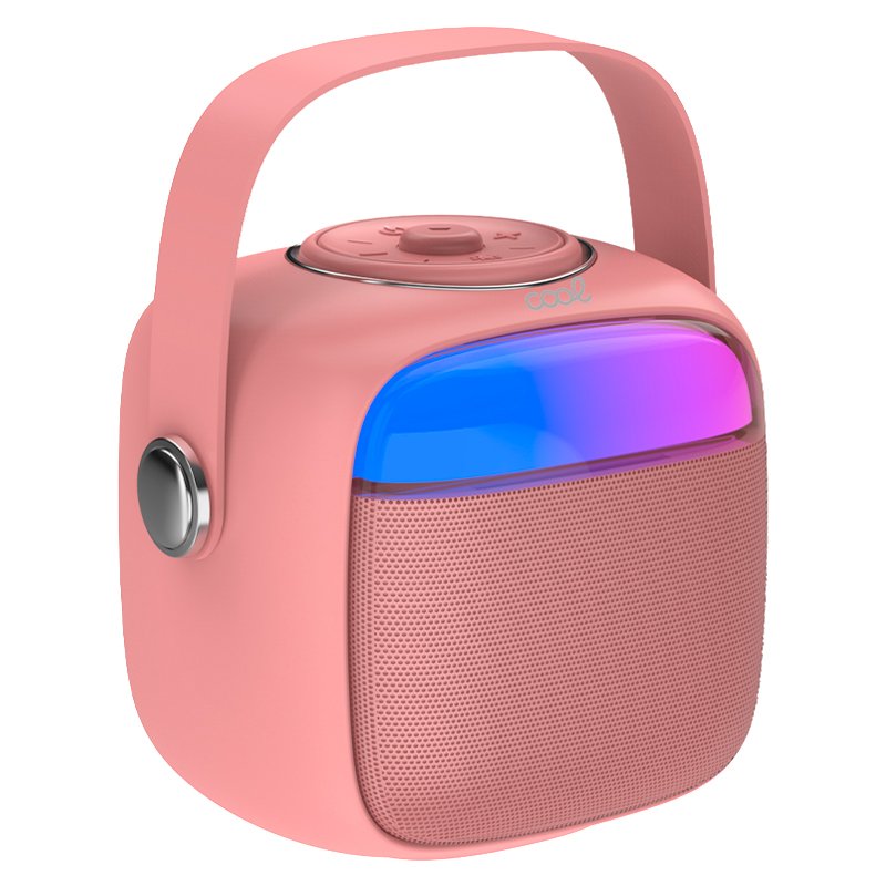 Alto-falante musical Bluetooth universal 6W COOL Mini Karaokê + Microfone Rosa