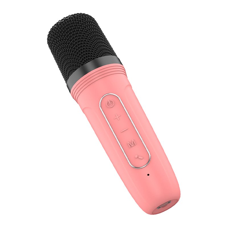 Alto-falante musical Bluetooth universal 6W COOL Mini Karaokê + Microfone Rosa