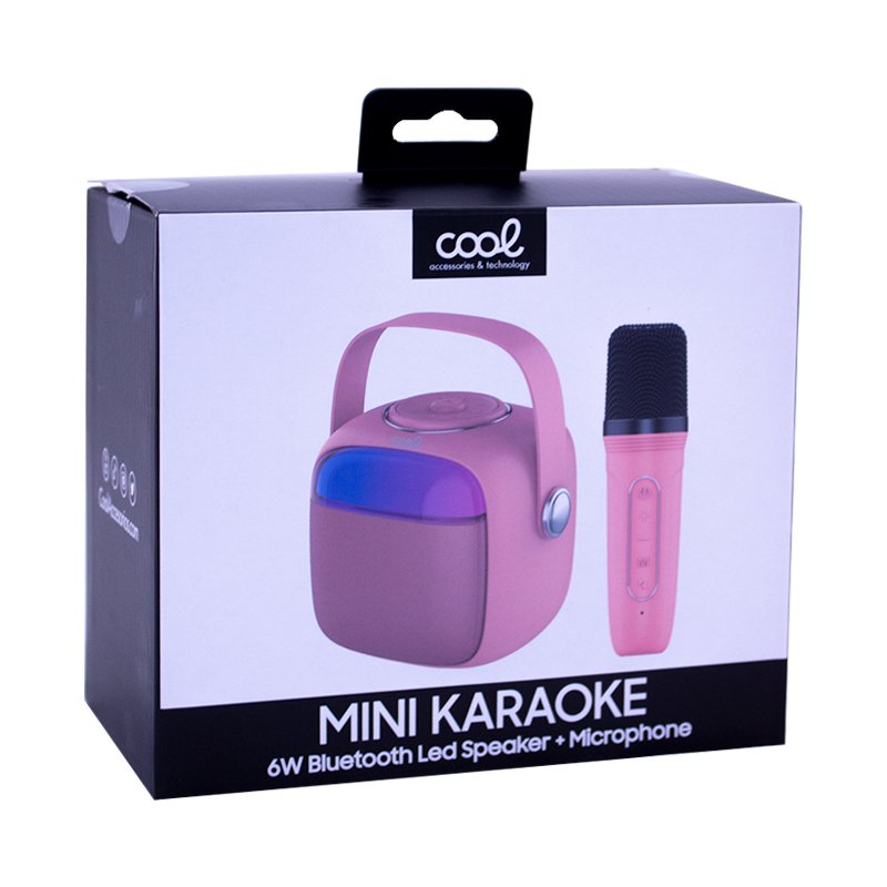 Alto-falante musical Bluetooth universal 6W COOL Mini Karaokê + Microfone Rosa