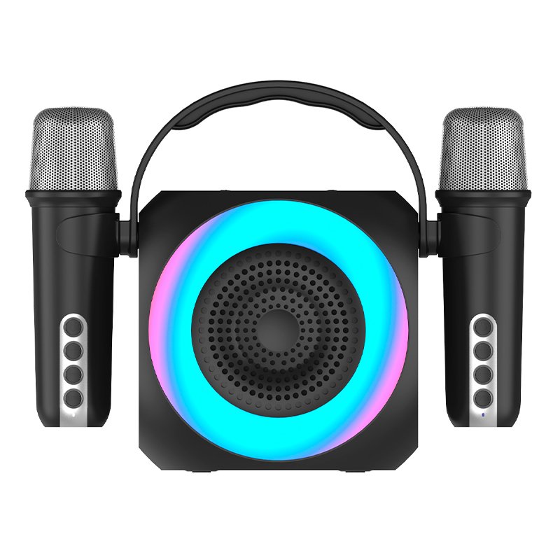 Alto-falante musical Bluetooth universal 6W COOL Mini Karaokê Party + 2 Microfones Preto