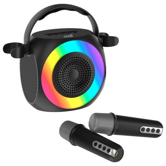Altifalante musical Bluetooth universal 6W COOL Mini Karaokê Party + 2 Microfones Preto