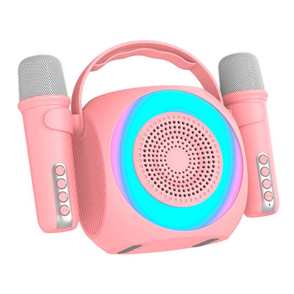 Alto-falante musical Bluetooth universal 6W COOL Mini Karaokê Party + 2 Microfones Rosa