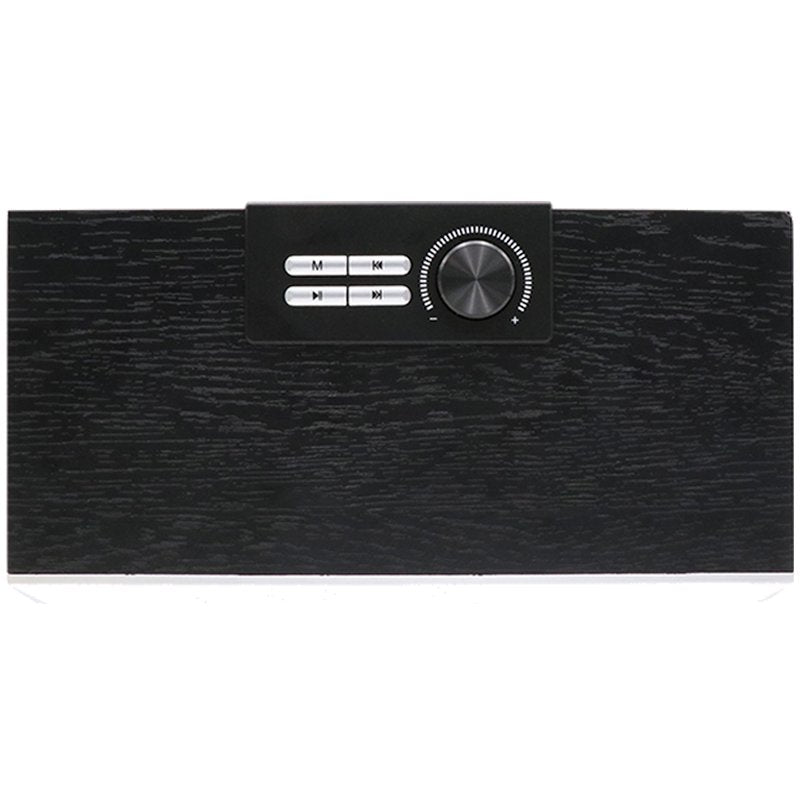 Alto-falante Bluetooth Universal Music COOL Retro (20W) Madeira Preto Frente Prateado