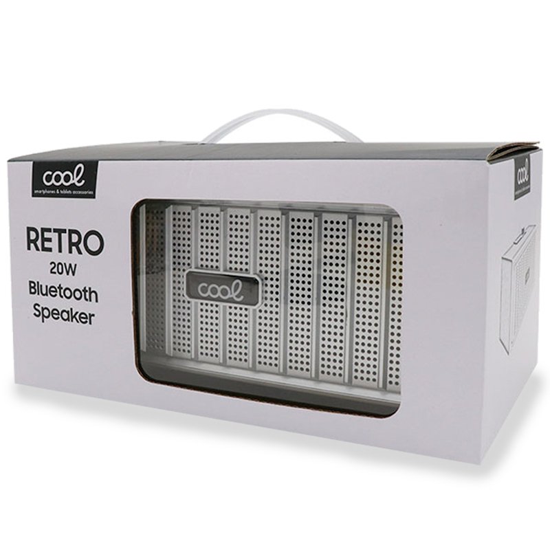 Alto-falante Bluetooth Universal Music COOL Retro (20W) Madeira Preto Frente Prateado
