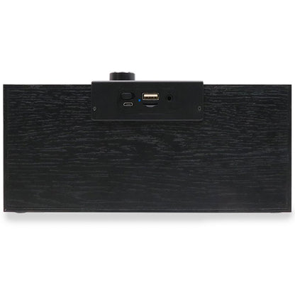 Alto-falante Bluetooth Universal Music COOL Retro (20W) Madeira Preto Frente Prateado