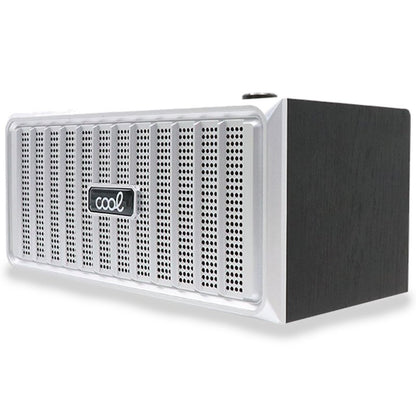 Alto-falante Bluetooth Universal Music COOL Retro (20W) Madeira Preto Frente Prateado