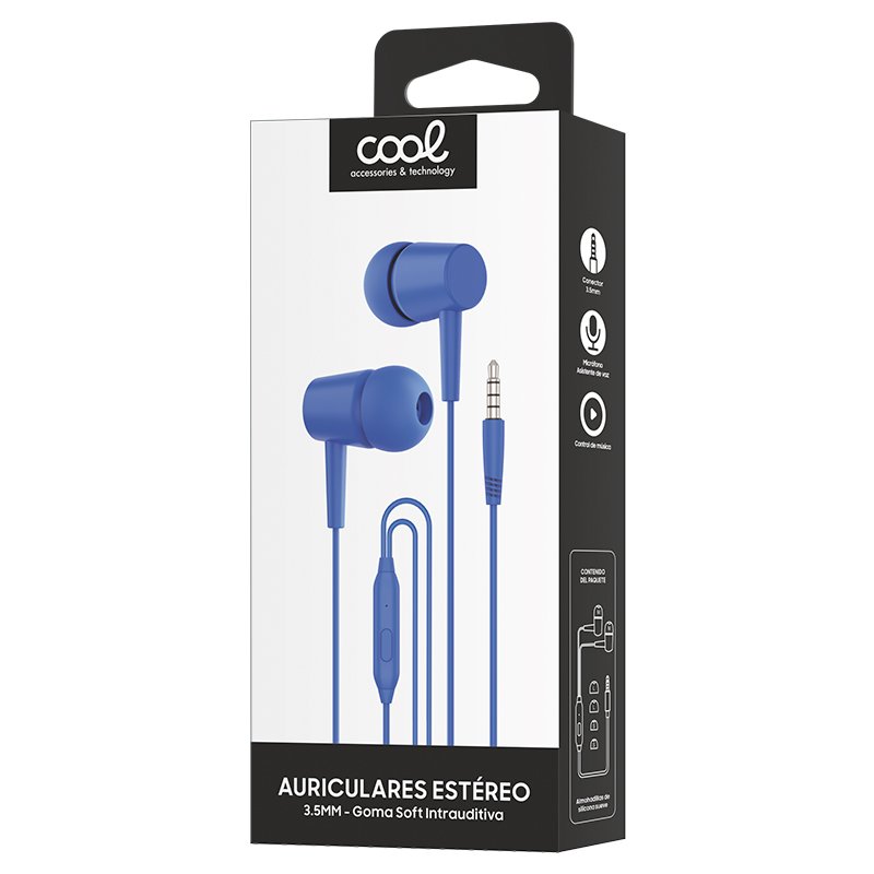 Auscultadores 3,5 mm COOL Bear Stereo com Microfone Azul