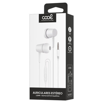 Auscultadores 3,5 mm COOL Bear Stereo com Microfone Branco