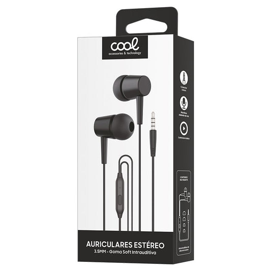 Auscultadores 3,5 mm COOL Bear Stereo com Microfone Preto